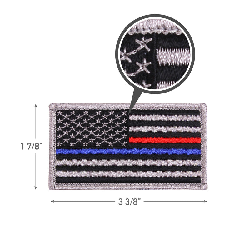 Rothco Thin Blue Line - Thin Red Line US Flag Patch - Hook Back