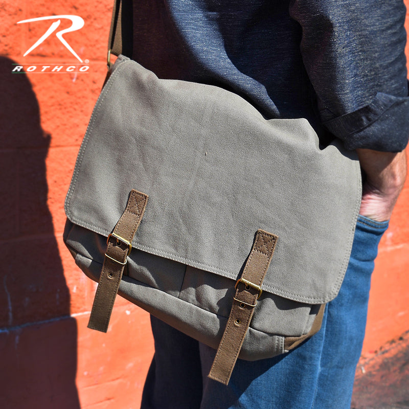 Rothco Deluxe Vintage Canvas Messenger Bag - Olive Drab