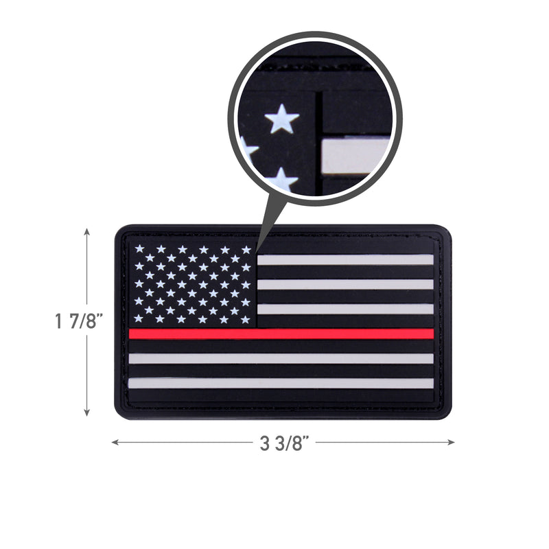 Rothco Rubber Thin Red Line Flag Patch - Hook Back