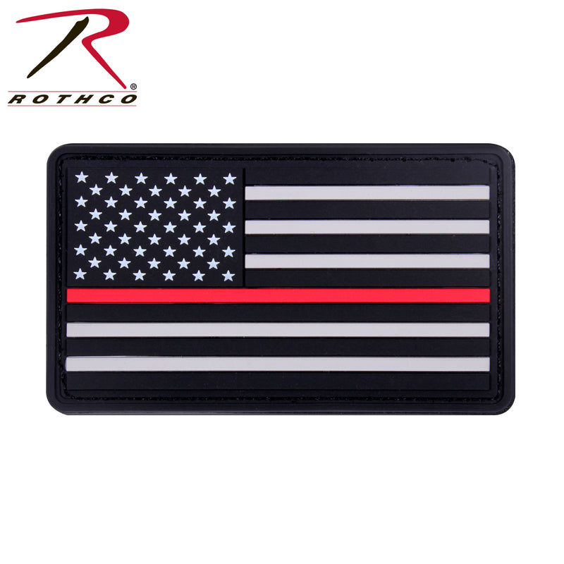 Rothco Rubber Thin Red Line Flag Patch - Hook Back