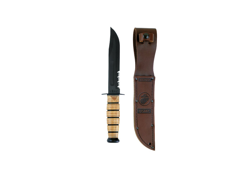 Genuine Ka-Bar USMC Combo Edge Fighting Knife