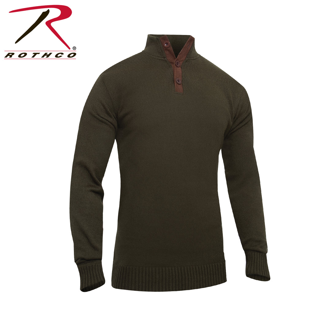 Rothco 3-Button Sweater With Suede Accents