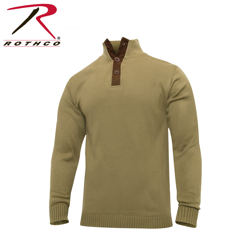 Rothco 3-Button Sweater With Suede Accents