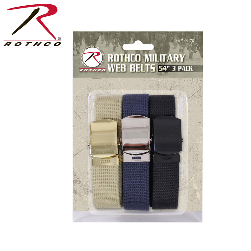 Rothco 54 Inch Military Web Belts in 3 Pack