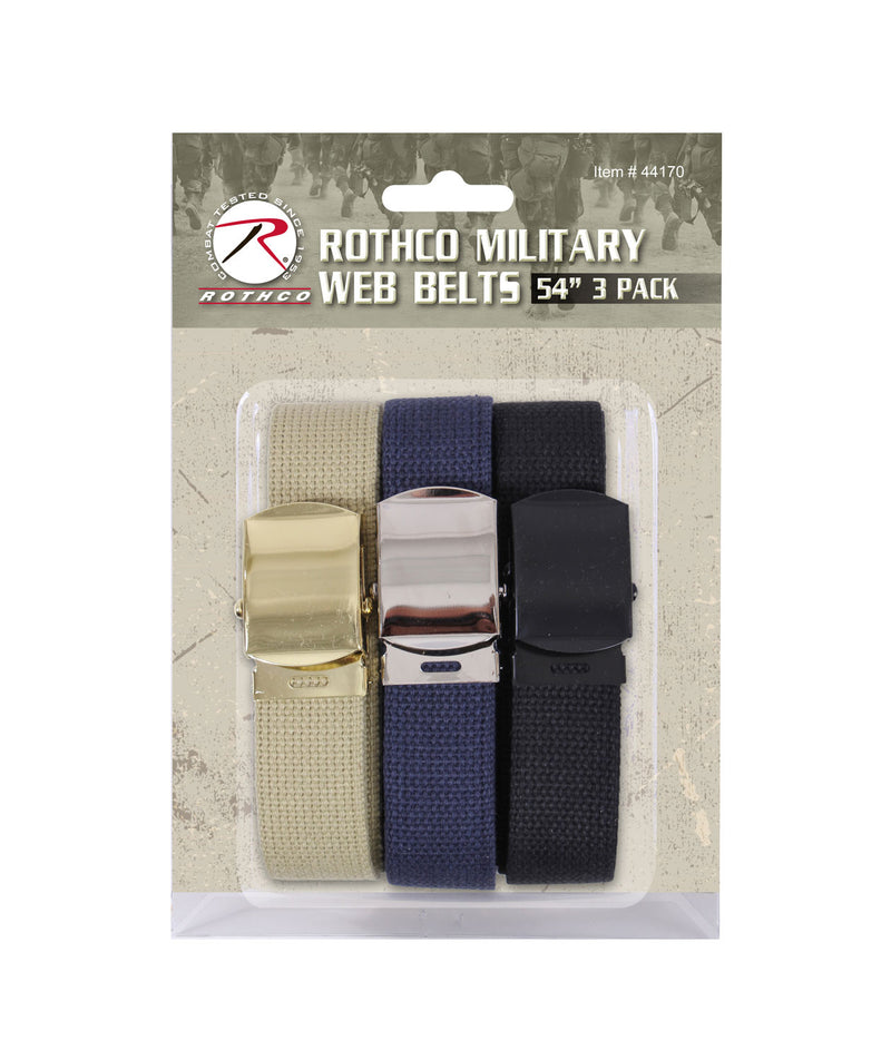 Rothco 54 Inch Military Web Belts in 3 Pack