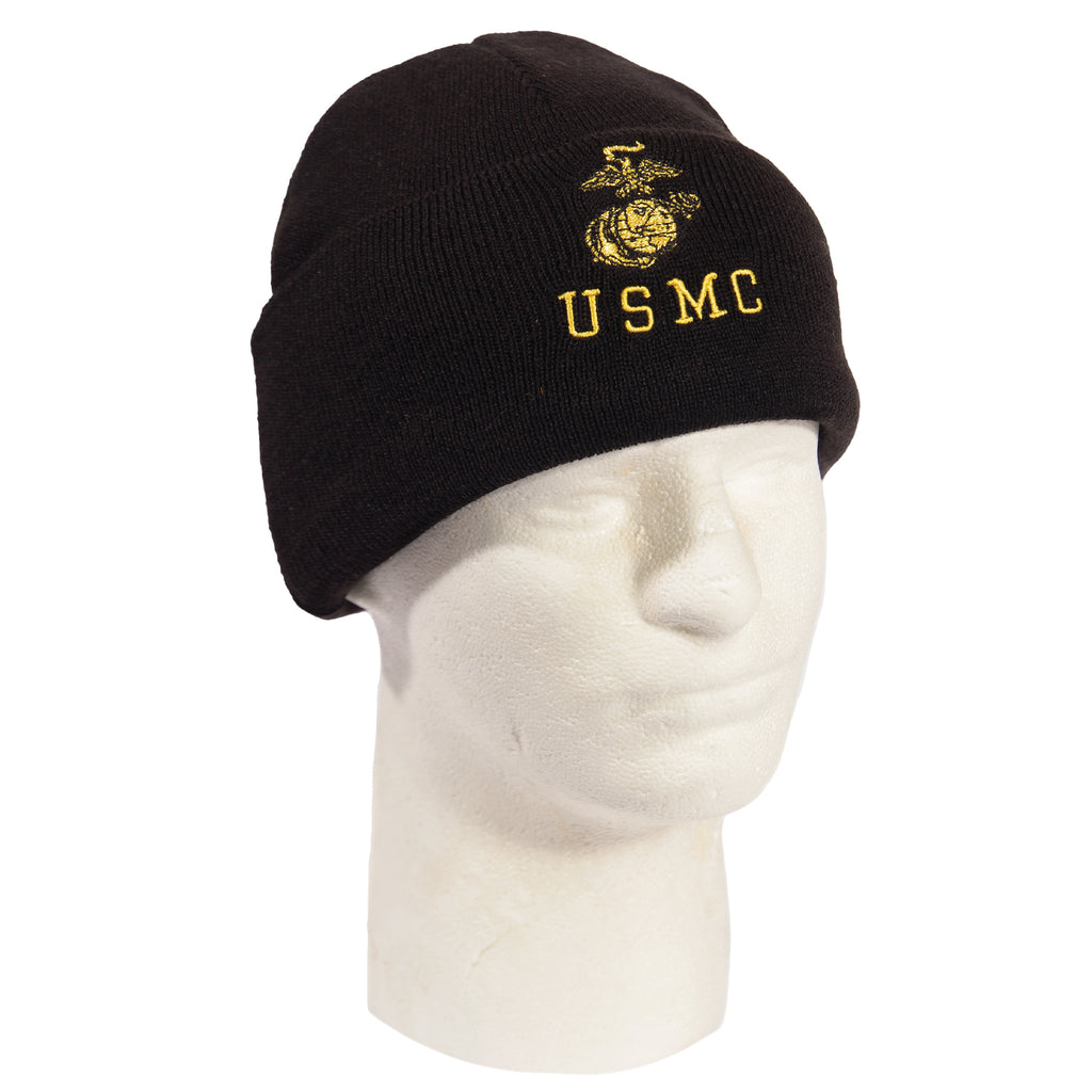 Rothco Embroidered USMC Watch Cap with Gold Eagle, Globe, & Anchor Insignia