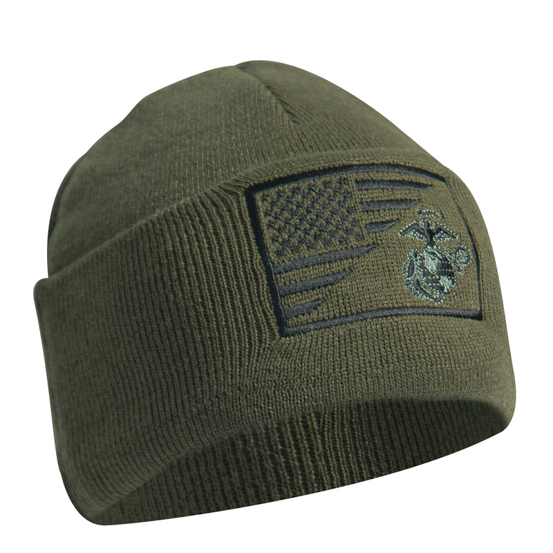 Rothco USMC Eagle, Globe and Anchor / US Flag Deluxe Fine Knit Watch Cap