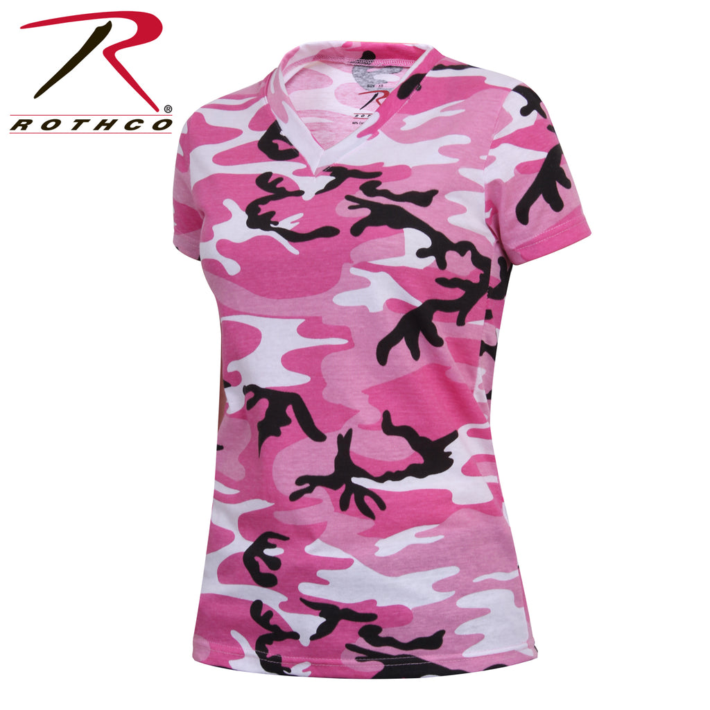 Rothco Womens Long Length Camo V-Neck T-Shirt