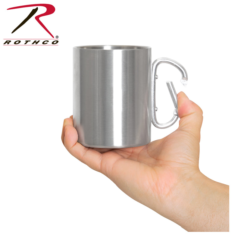 Rothco Insulated Stainless Steel Portable Camping Mug With Carabiner Handle – 15 oz