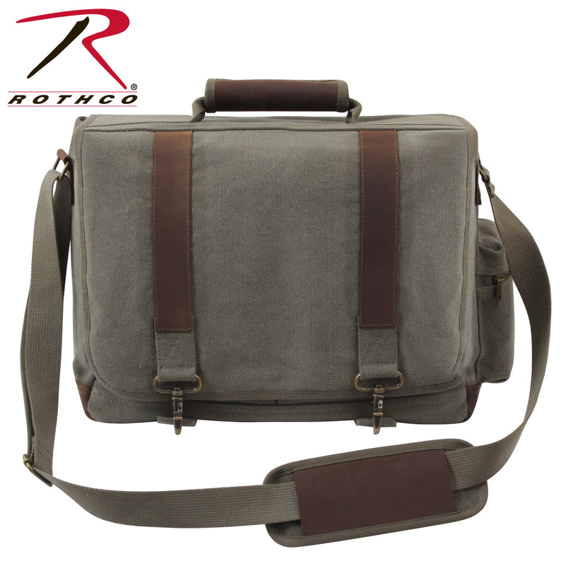 Rothco Vintage Canvas Pathfinder Laptop Bag With Leather Accents